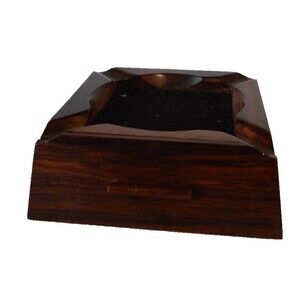 Carved Wood Ashtray Pipe Vintage Cigarette Box Holder Tray